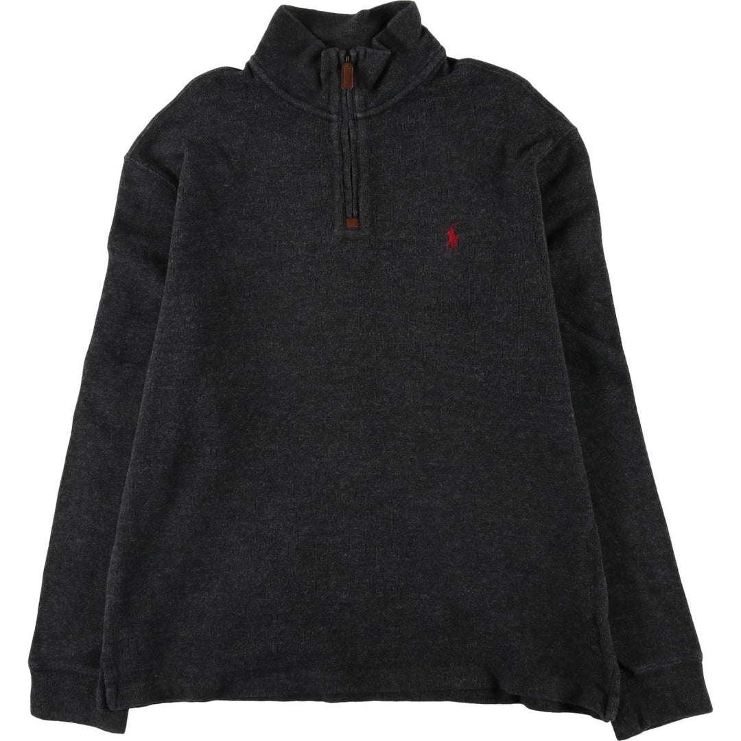 Ralph Lauren POLO RALPH LAUREN Half-zip sweatshirt, sweatshirt, men's size L cotton Charcoal Vintage Second Hand
