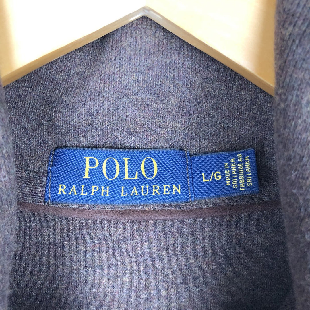 Ralph Lauren POLO RALPH LAUREN shawl collar half-button sweatshirt, men's size L cotton brown type Vintage Second Hand