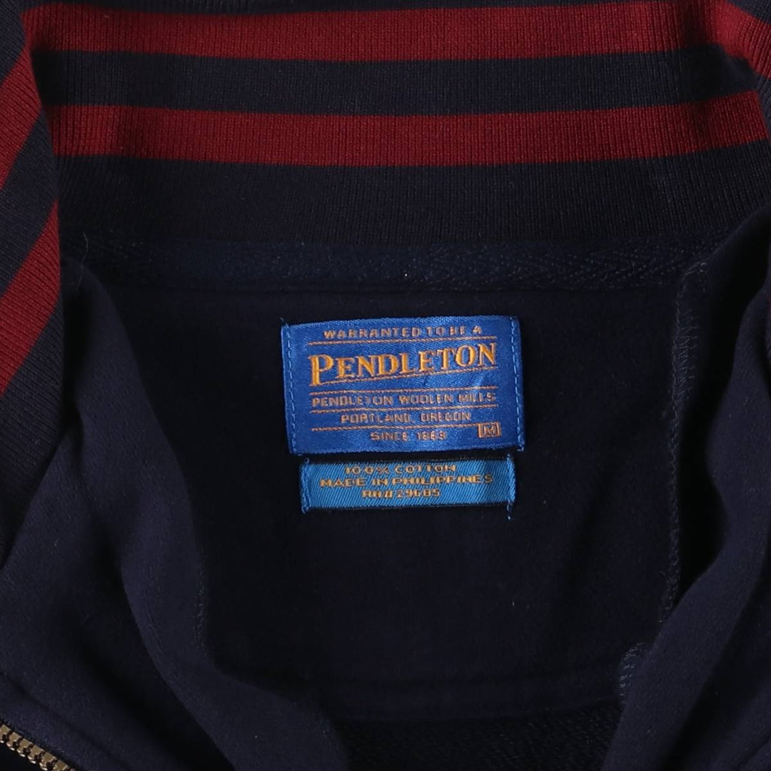 Pendleton Half-Zip Sweatshirt, Men's Size Medium cotton navy blue type Vintage Second Hand