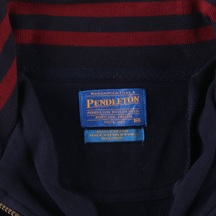 Pendleton Half-Zip Sweatshirt, Men's Size Medium cotton navy blue type Vintage Second Hand