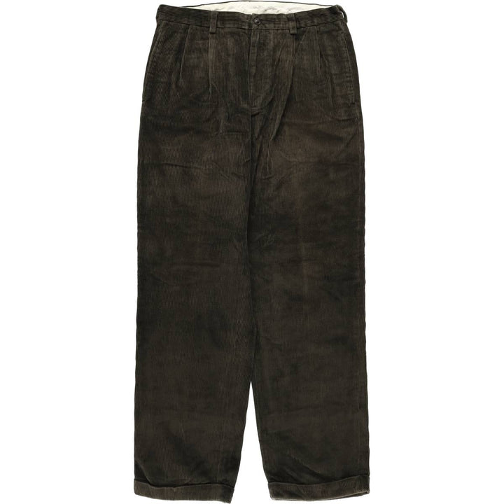 Brooks Brothers 346 Two-pleat Corduroy Pants, Men's, Size W33 cotton Green type dark green Vintage Second Hand