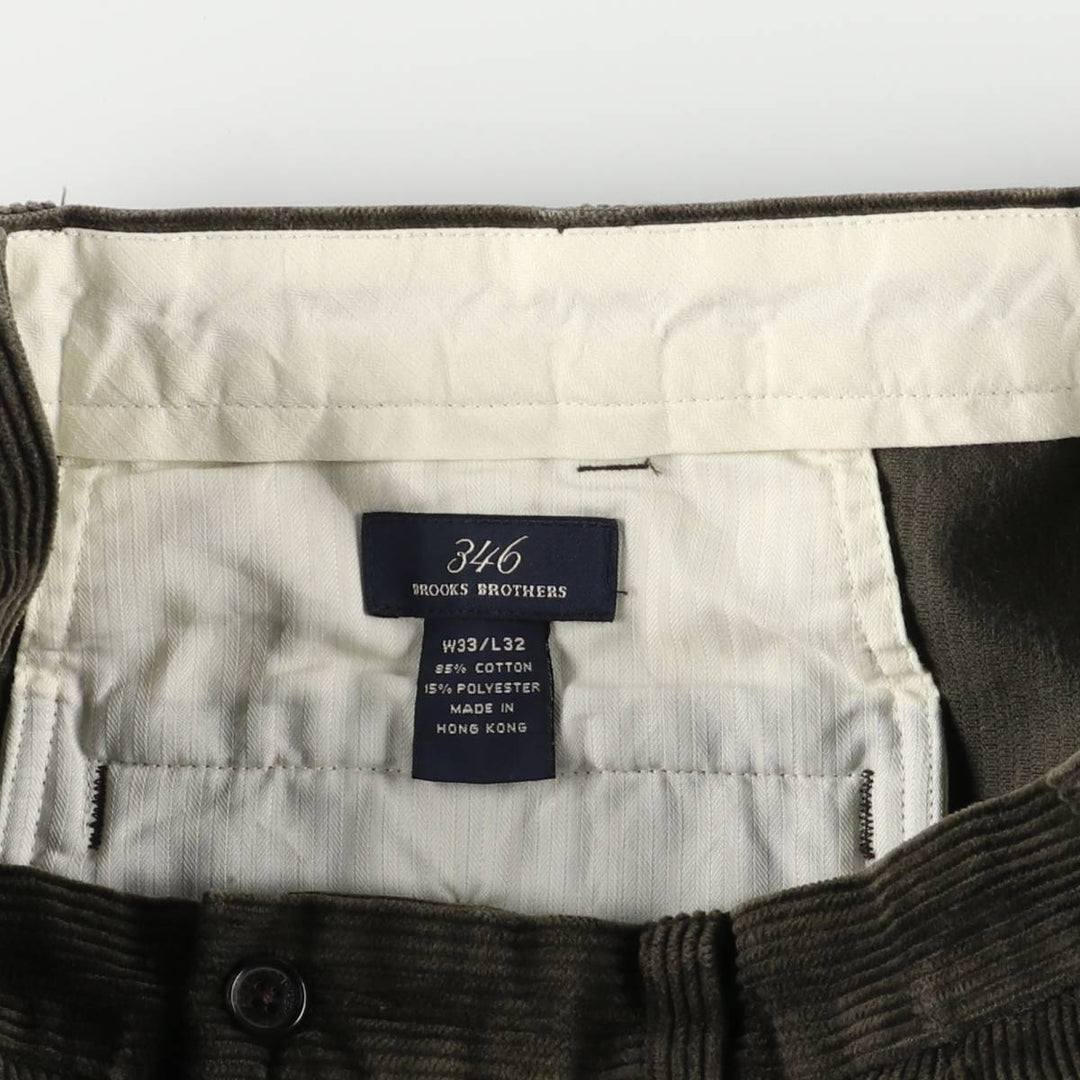 Brooks Brothers 346 Two-pleat Corduroy Pants, Men's, Size W33 cotton Green type dark green Vintage Second Hand