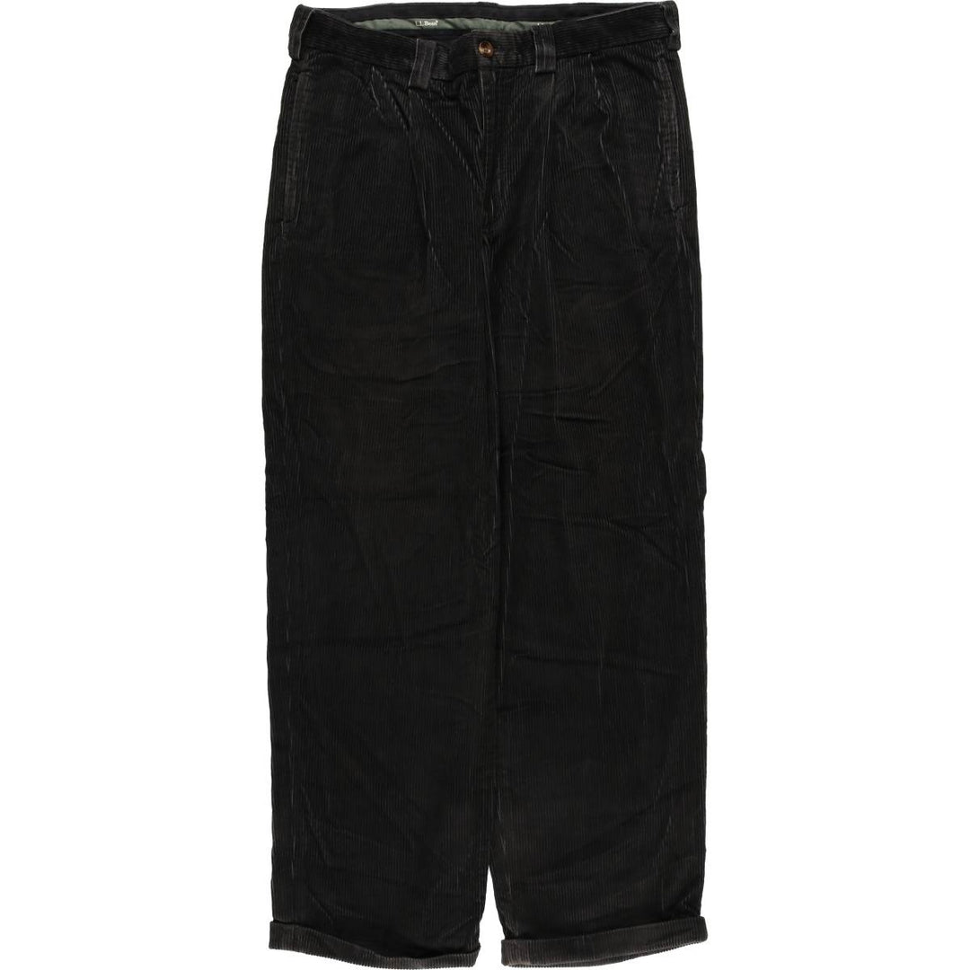 90s-00'S LLBean Two-pleat Corduroy Pants, Men's, Size W34, Vintage cotton black type Vintage Second Hand
