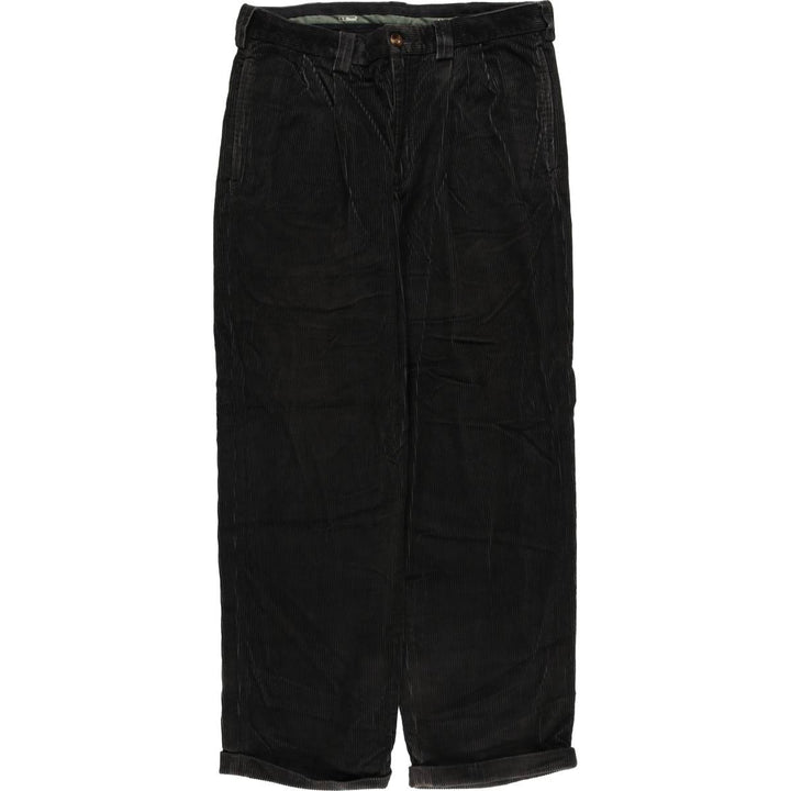 90s-00'S LLBean Two-pleat Corduroy Pants, Men's, Size W34, Vintage cotton black type Vintage Second Hand