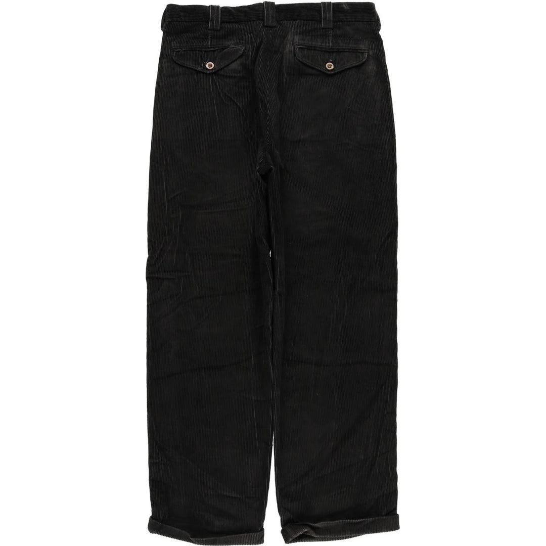90s-00'S LLBean Two-pleat Corduroy Pants, Men's, Size W34, Vintage cotton black type Vintage Second Hand