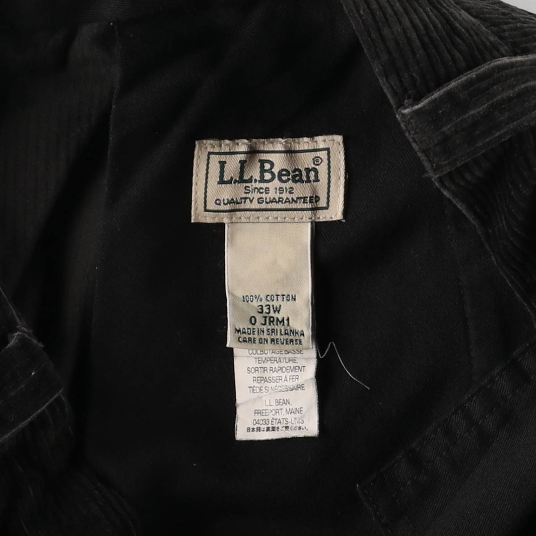 90s-00'S LLBean Two-pleat Corduroy Pants, Men's, Size W34, Vintage cotton black type Vintage Second Hand