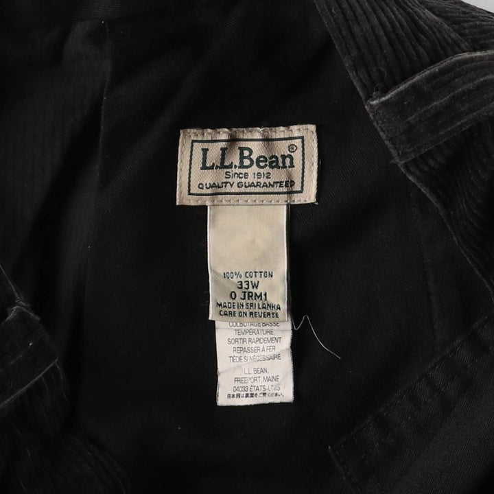 90s-00'S LLBean Two-pleat Corduroy Pants, Men's, Size W34, Vintage cotton black type Vintage Second Hand