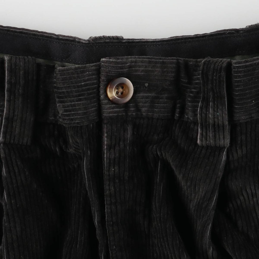 90s-00'S LLBean Two-pleat Corduroy Pants, Men's, Size W34, Vintage cotton black type Vintage Second Hand