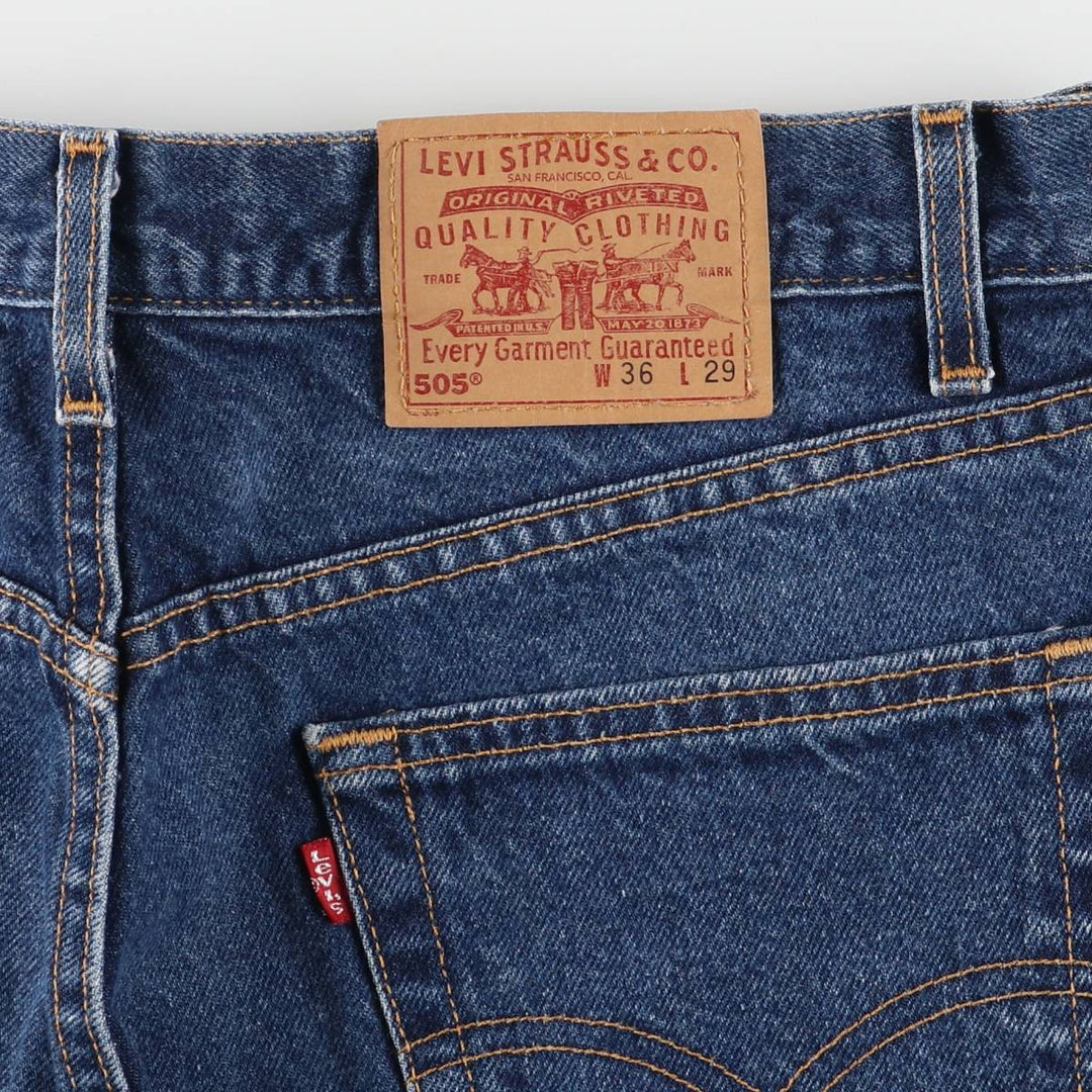 00'S Levi's 505 REGULAR FIT STRAIGHT LEG tapered denim pants made in USA, men's w36 equivalent cotton navy blue type Vintage Second Hand