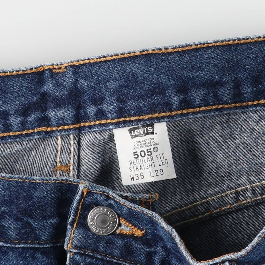 00'S Levi's 505 REGULAR FIT STRAIGHT LEG tapered denim pants made in USA, men's w36 equivalent cotton navy blue type Vintage Second Hand