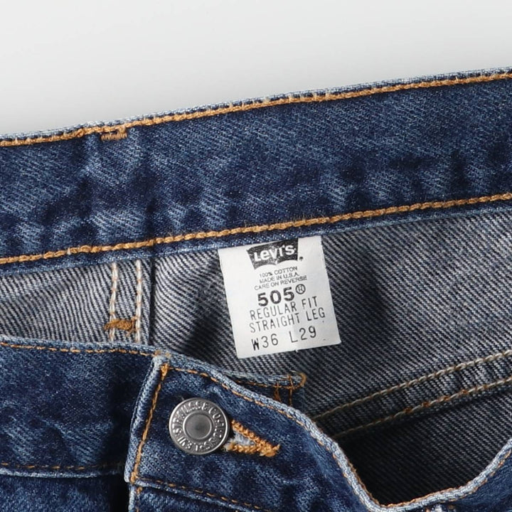 00'S Levi's 505 REGULAR FIT STRAIGHT LEG tapered denim pants made in USA, men's w36 equivalent cotton navy blue type Vintage Second Hand