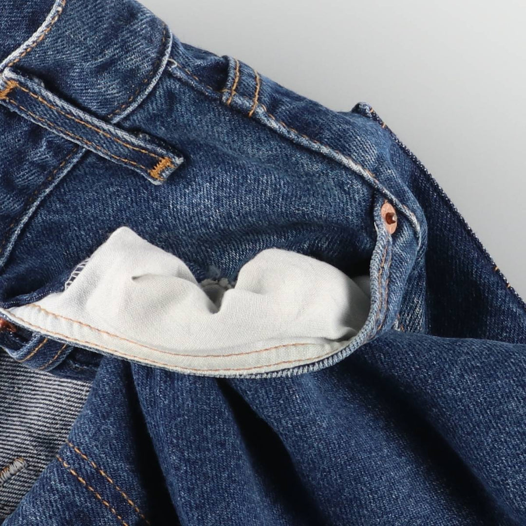 00'S Levi's 505 REGULAR FIT STRAIGHT LEG tapered denim pants made in USA, men's w36 equivalent cotton navy blue type Vintage Second Hand