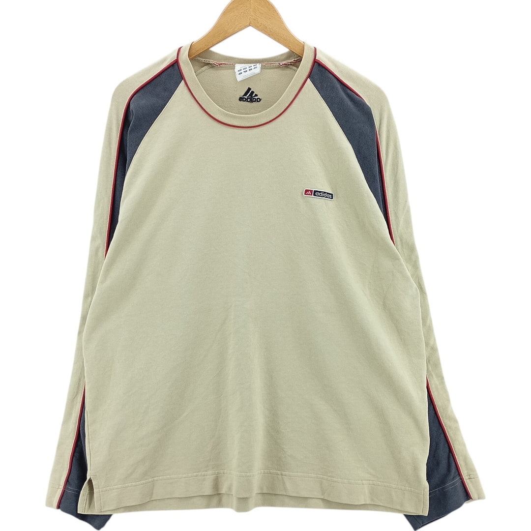 00'S Adidas logo sweatshirt, men's size L cotton Beige type Vintage Second Hand