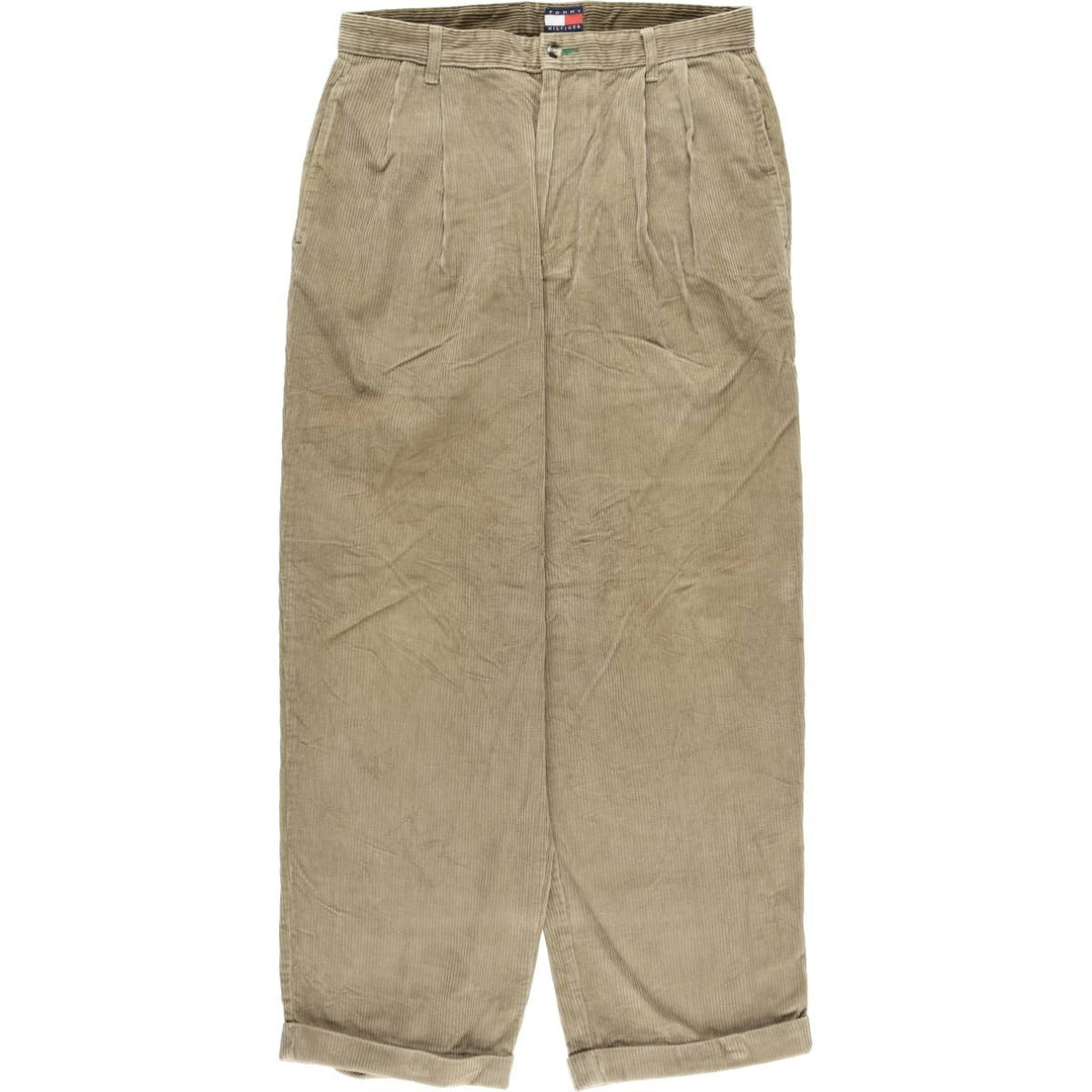 Vintage 90'S Tommy Hilfiger two-pleat corduroy pants, men's size W32. cotton Khaki type beige Vintage Second Hand