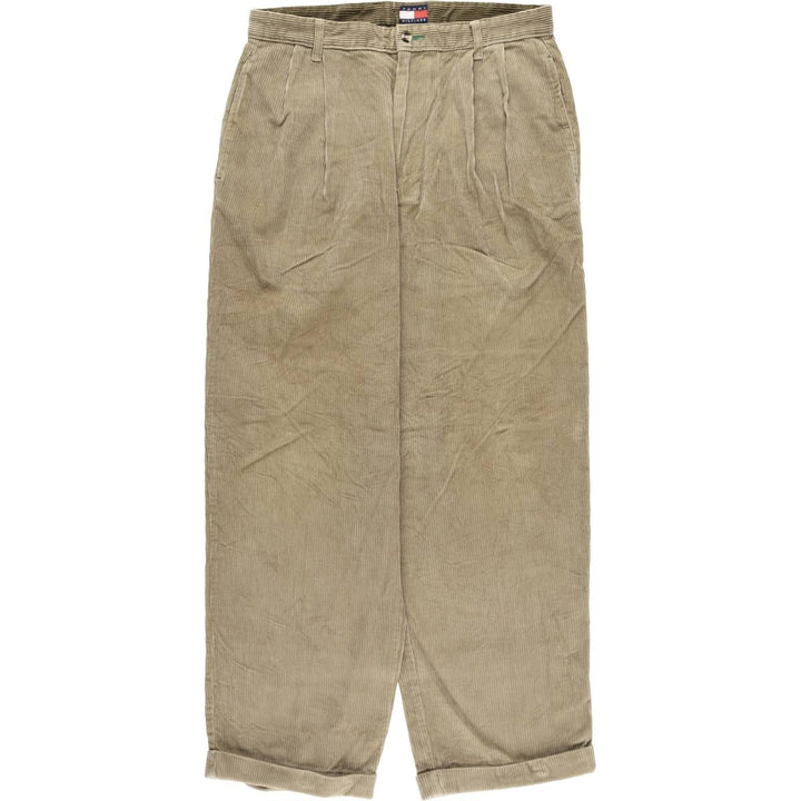 Vintage 90'S Tommy Hilfiger two-pleat corduroy pants, men's size W32. cotton Khaki type beige Vintage Second Hand