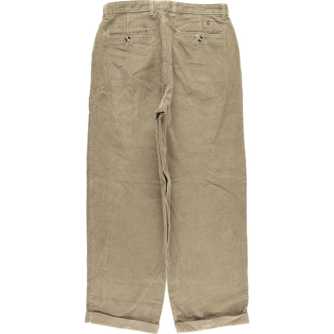 Vintage 90'S Tommy Hilfiger two-pleat corduroy pants, men's size W32. cotton Khaki type beige Vintage Second Hand