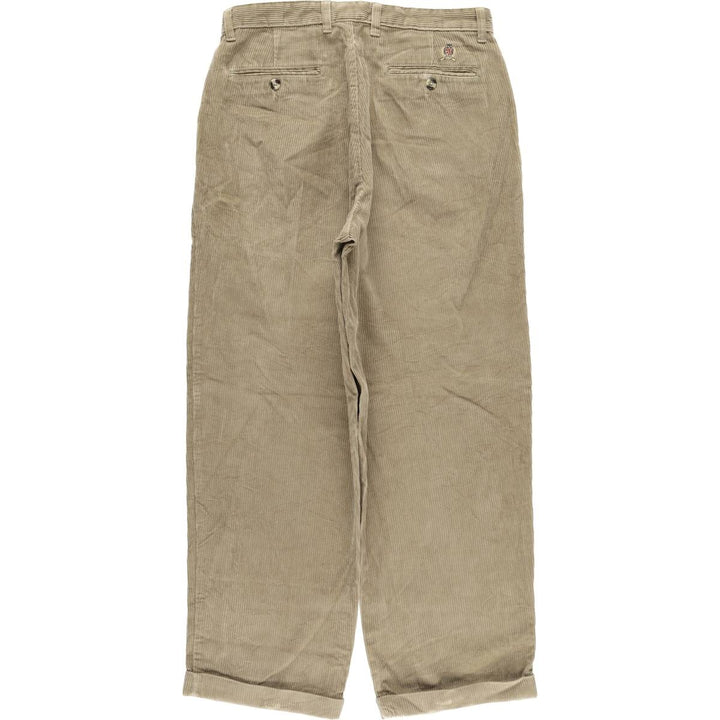 Vintage 90'S Tommy Hilfiger two-pleat corduroy pants, men's size W32. cotton Khaki type beige Vintage Second Hand