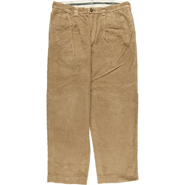 LLBean Classic Fit Wide-Ribbed Two-Pleated Corduroy Pants, Men's, Size W35 cotton Beige type Vintage Second Hand