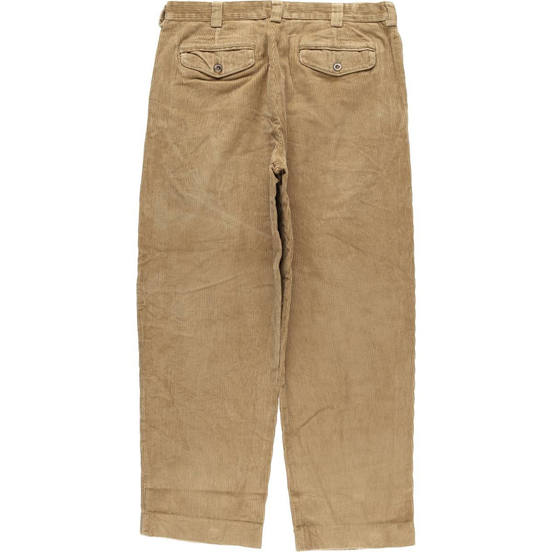 LLBean Classic Fit Wide-Ribbed Two-Pleated Corduroy Pants, Men's, Size W35 cotton Beige type Vintage Second Hand