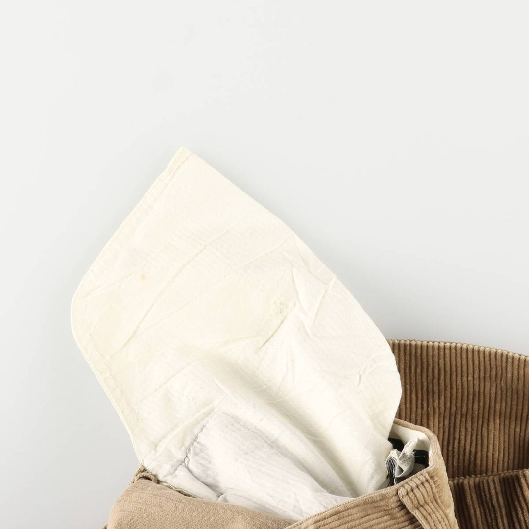 LLBean Classic Fit Wide-Ribbed Two-Pleated Corduroy Pants, Men's, Size W35 cotton Beige type Vintage Second Hand