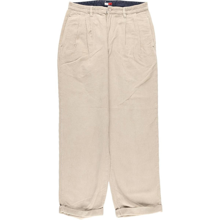 Vintage 90'S Tommy Hilfiger two-pleat corduroy pants, men's size W32. cotton Beige type Vintage Second Hand