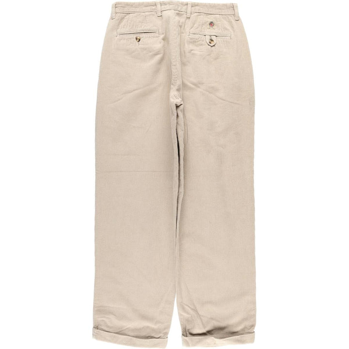 Vintage 90'S Tommy Hilfiger two-pleat corduroy pants, men's size W32. cotton Beige type Vintage Second Hand