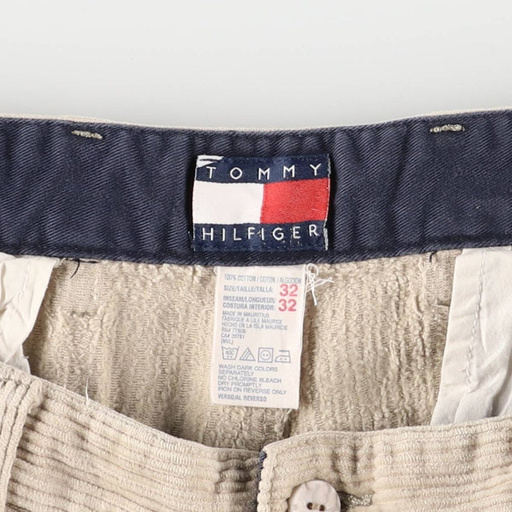 Vintage 90'S Tommy Hilfiger two-pleat corduroy pants, men's size W32. cotton Beige type Vintage Second Hand
