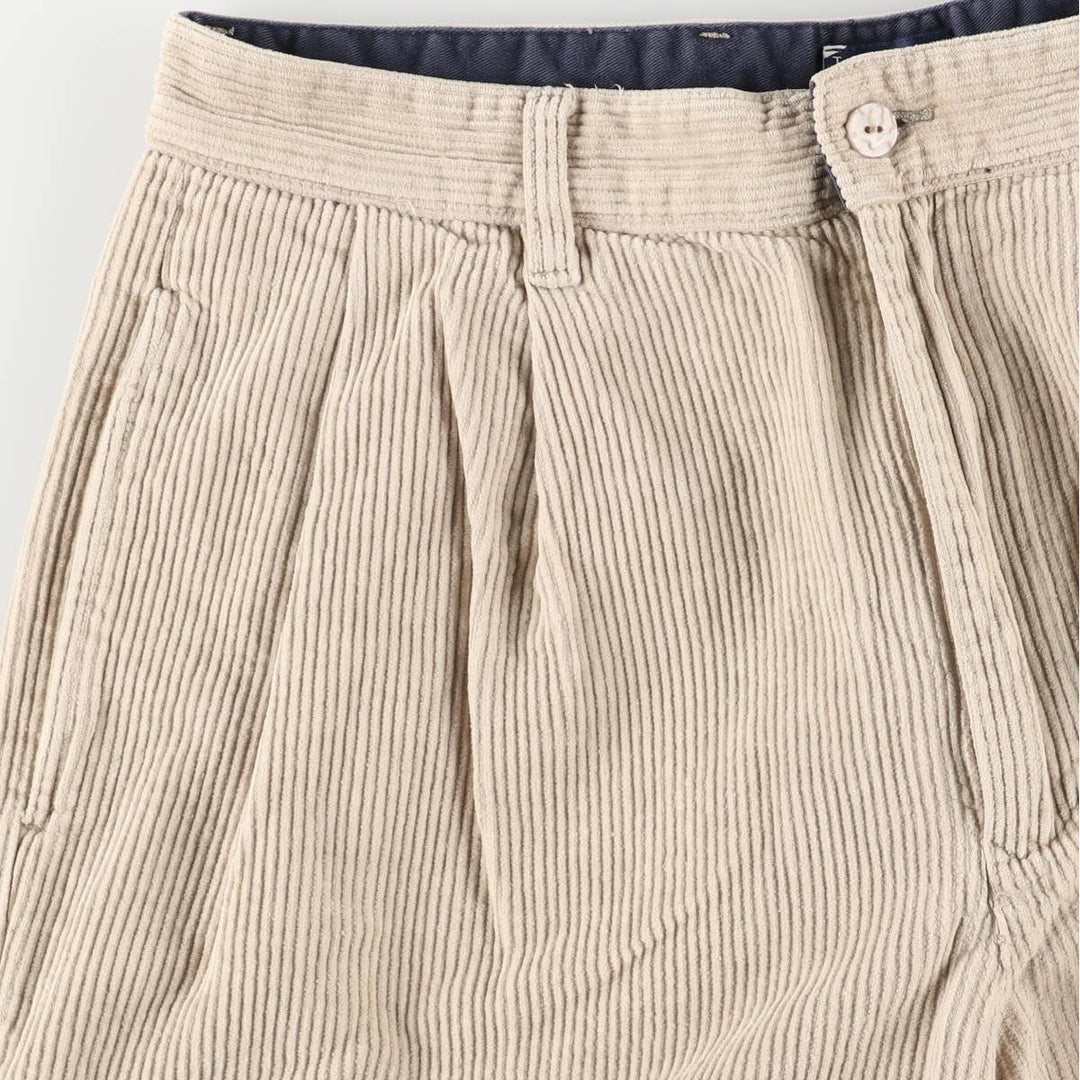 Vintage 90'S Tommy Hilfiger two-pleat corduroy pants, men's size W32. cotton Beige type Vintage Second Hand