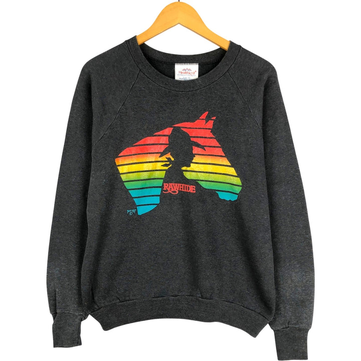 Vintage 1980'S Healthknit printed sweatshirt, USA-made, men's size L cotton Charcoal Vintage Second Hand