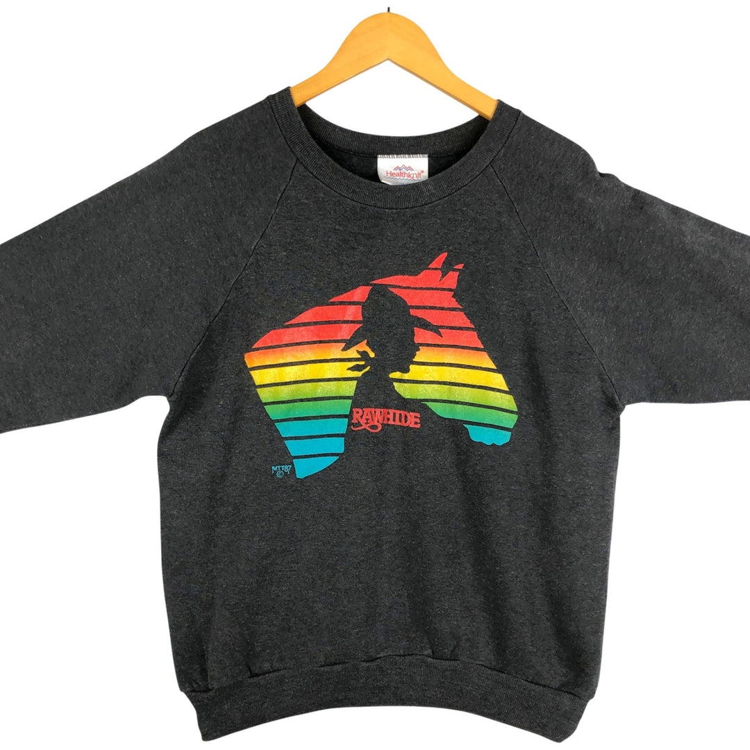 Vintage 1980'S Healthknit printed sweatshirt, USA-made, men's size L cotton Charcoal Vintage Second Hand