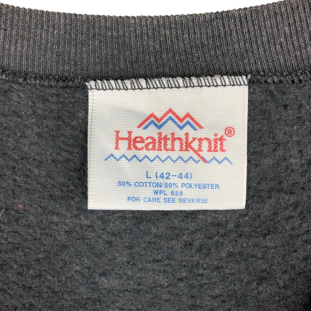Vintage 1980'S Healthknit printed sweatshirt, USA-made, men's size L cotton Charcoal Vintage Second Hand