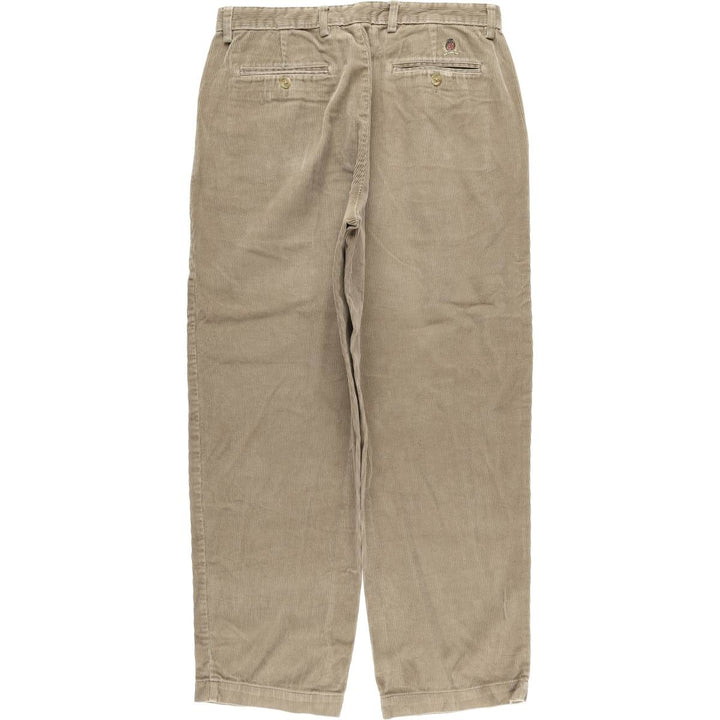Vintage 90'S Tommy Hilfiger Two-pleat Corduroy Pants, Men's Size 34 cotton beige type brown Vintage Second Hand