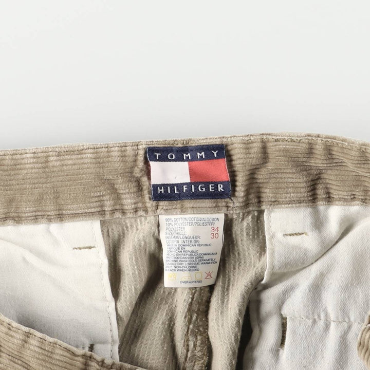 Vintage 90'S Tommy Hilfiger Two-pleat Corduroy Pants, Men's Size 34 cotton beige type brown Vintage Second Hand