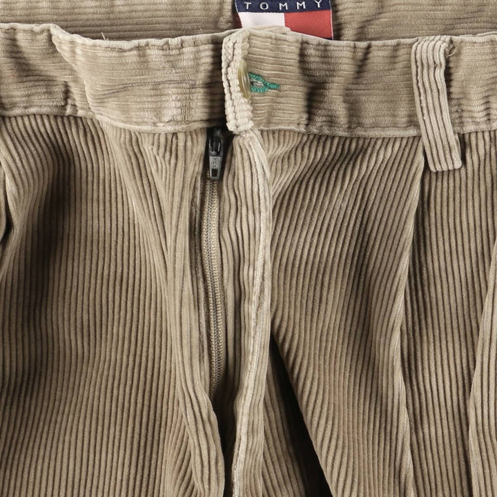 Vintage 90'S Tommy Hilfiger Two-pleat Corduroy Pants, Men's Size 34 cotton beige type brown Vintage Second Hand