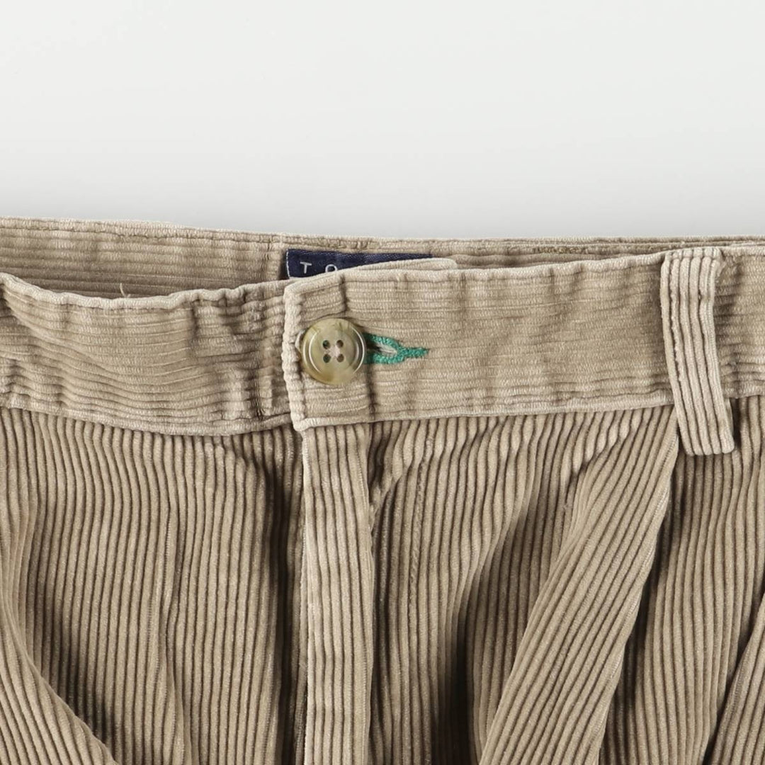 Vintage 90'S Tommy Hilfiger Two-pleat Corduroy Pants, Men's Size 34 cotton beige type brown Vintage Second Hand