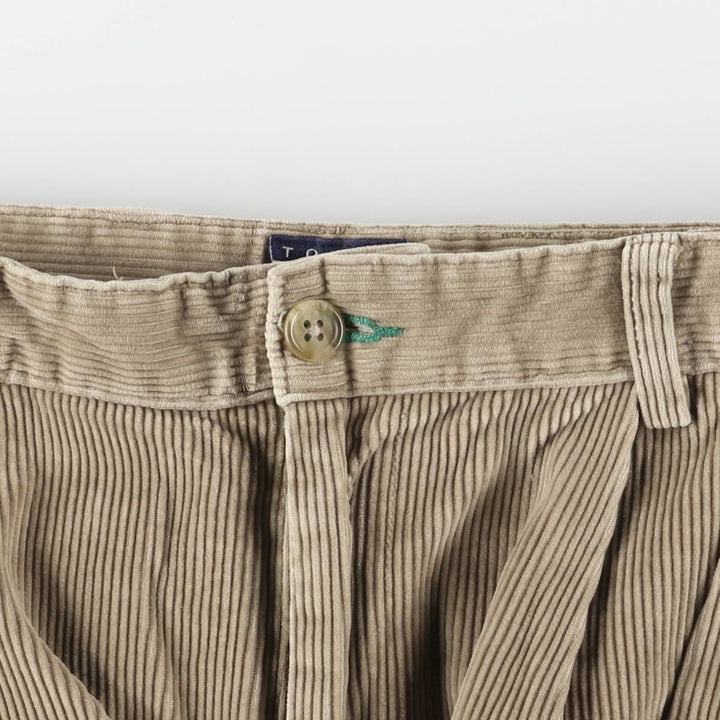 Vintage 90'S Tommy Hilfiger Two-pleat Corduroy Pants, Men's Size 34 cotton beige type brown Vintage Second Hand