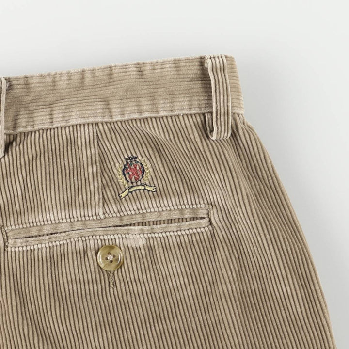 Vintage 90'S Tommy Hilfiger Two-pleat Corduroy Pants, Men's Size 34 cotton beige type brown Vintage Second Hand