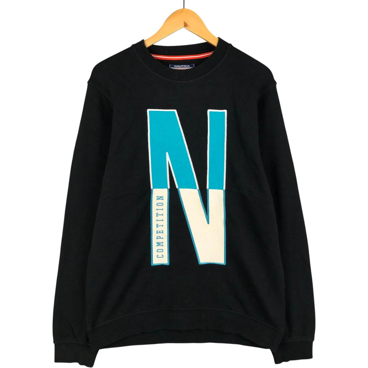 Nautica Competition Logo Sweatshirt, Men's Size M cotton black type Vintage Second Hand