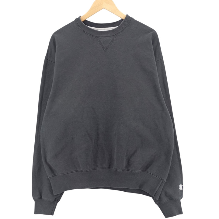 Champion plain blank sweatshirt, men's size L cotton black type Vintage Second Hand