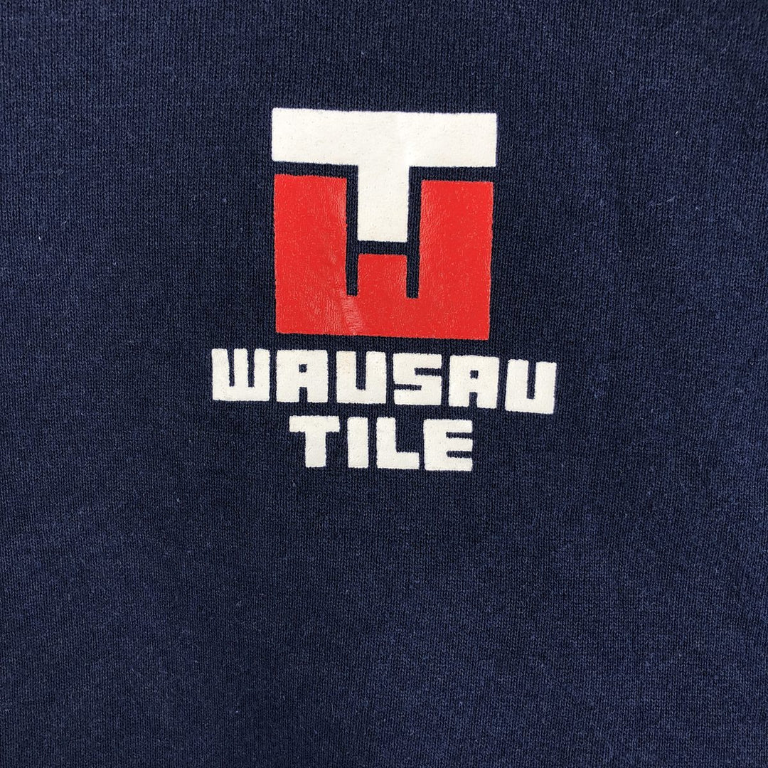 90'S Russell WAUSAU TILE Advertising Sweatshirt, Made in USA, Men's Size Medium, Vintage cotton navy blue type Vintage Second Hand