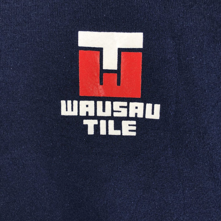 90'S Russell WAUSAU TILE Advertising Sweatshirt, Made in USA, Men's Size Medium, Vintage cotton navy blue type Vintage Second Hand