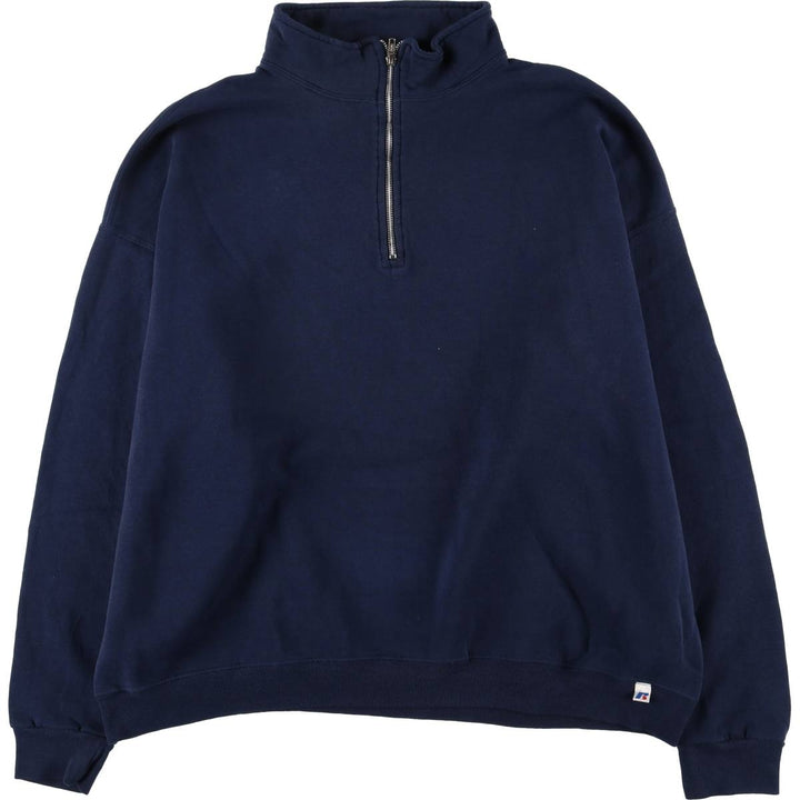 2000'S ~ Russell Dri-POWER Half-Zip Sweatshirt, Men's XXL cotton navy blue type Vintage Second Hand