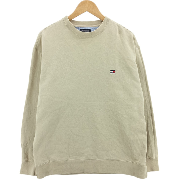 Vintage 90'S Tommy Hilfiger logo sweatshirt, size S, men's cotton Beige type Vintage Second Hand