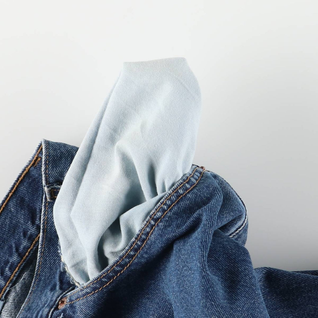 00'S Levi's 505 REGULAR FIT STRAIGHT LEG tapered denim pants made in USA, men's size w34 cotton blue type Vintage Second Hand