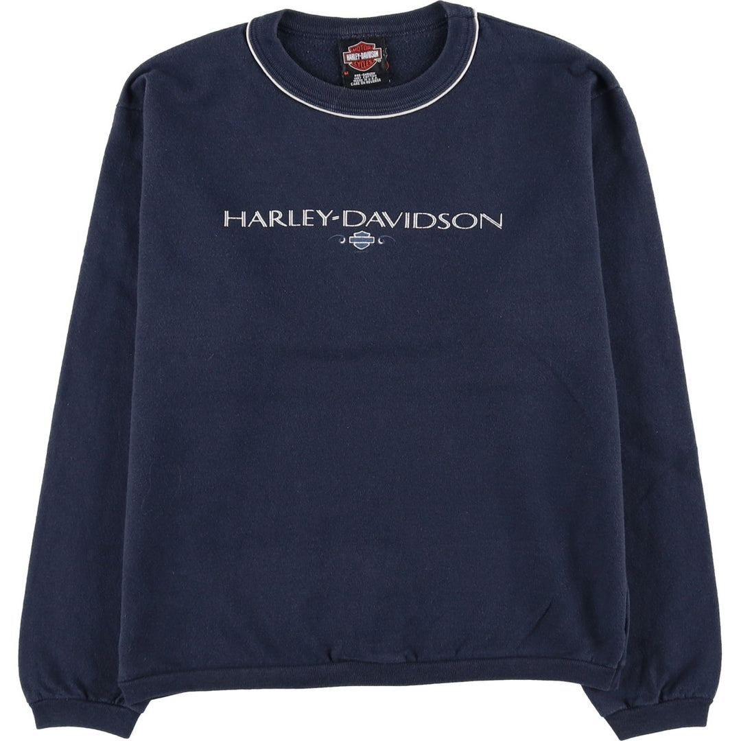 2000'S Harley-Davidson Advertising Sweatshirt, Made in USA, Women's Size Medium cotton navy blue type Vintage Second Hand