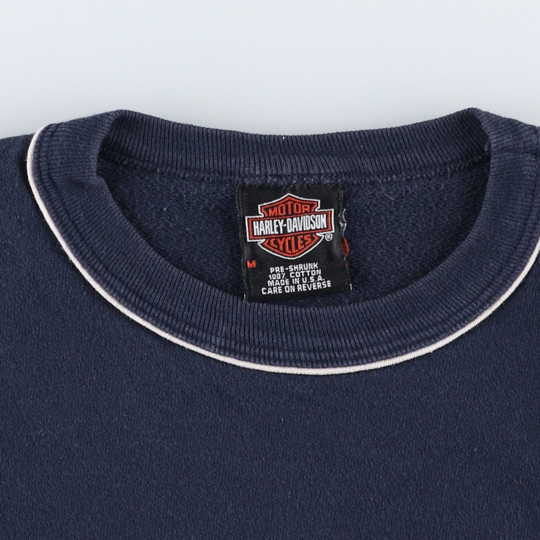 2000'S Harley-Davidson Advertising Sweatshirt, Made in USA, Women's Size Medium cotton navy blue type Vintage Second Hand