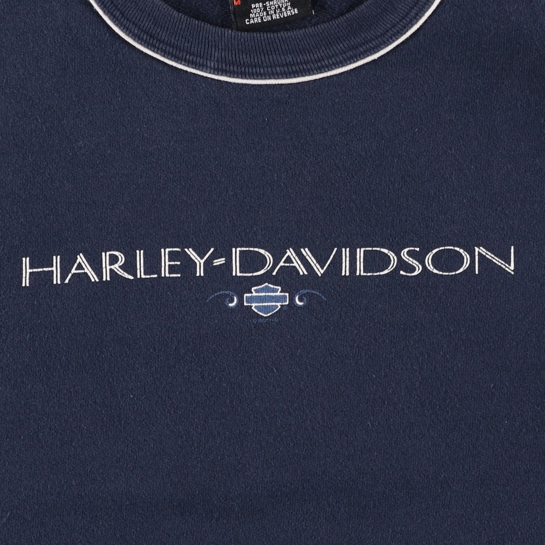 2000'S Harley-Davidson Advertising Sweatshirt, Made in USA, Women's Size Medium cotton navy blue type Vintage Second Hand