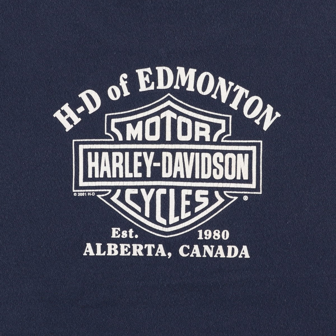 2000'S Harley-Davidson Advertising Sweatshirt, Made in USA, Women's Size Medium cotton navy blue type Vintage Second Hand