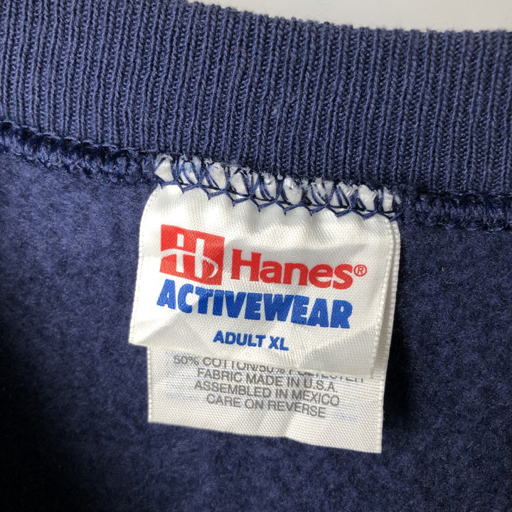 Vintage 90'S Hanes ACTIVEWEAR plain blank sweatshirt, made in the USA, men's size XL cotton navy blue type Vintage Second Hand