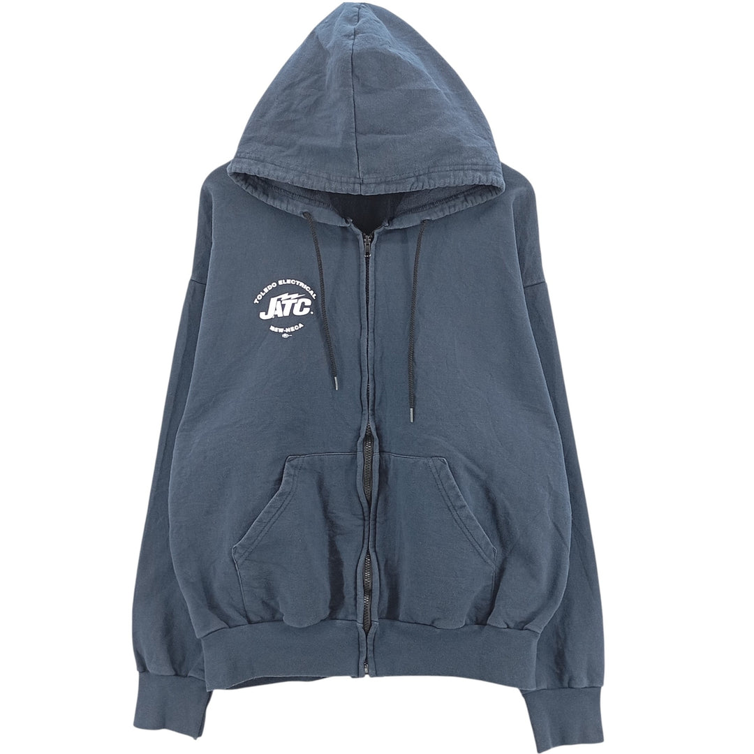 Vintage 90'S Union Line full-zip sweatshirt hoodie, made in the USA, size XL. cotton navy blue type Vintage Second Hand